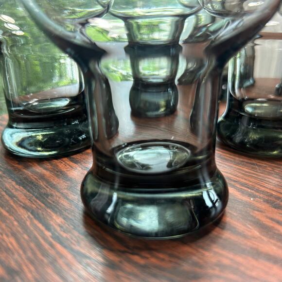 Set of 6 Vintage Libbey Smoke STAX Gray Goblets – MCM Stacking Glasses - Picture 4 of 12